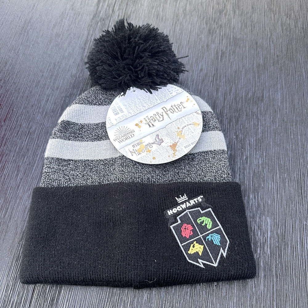 Concept One Harry Potter  Hat, Hogwarts Collegiate Winter Knit Cap w Cuff & Pom